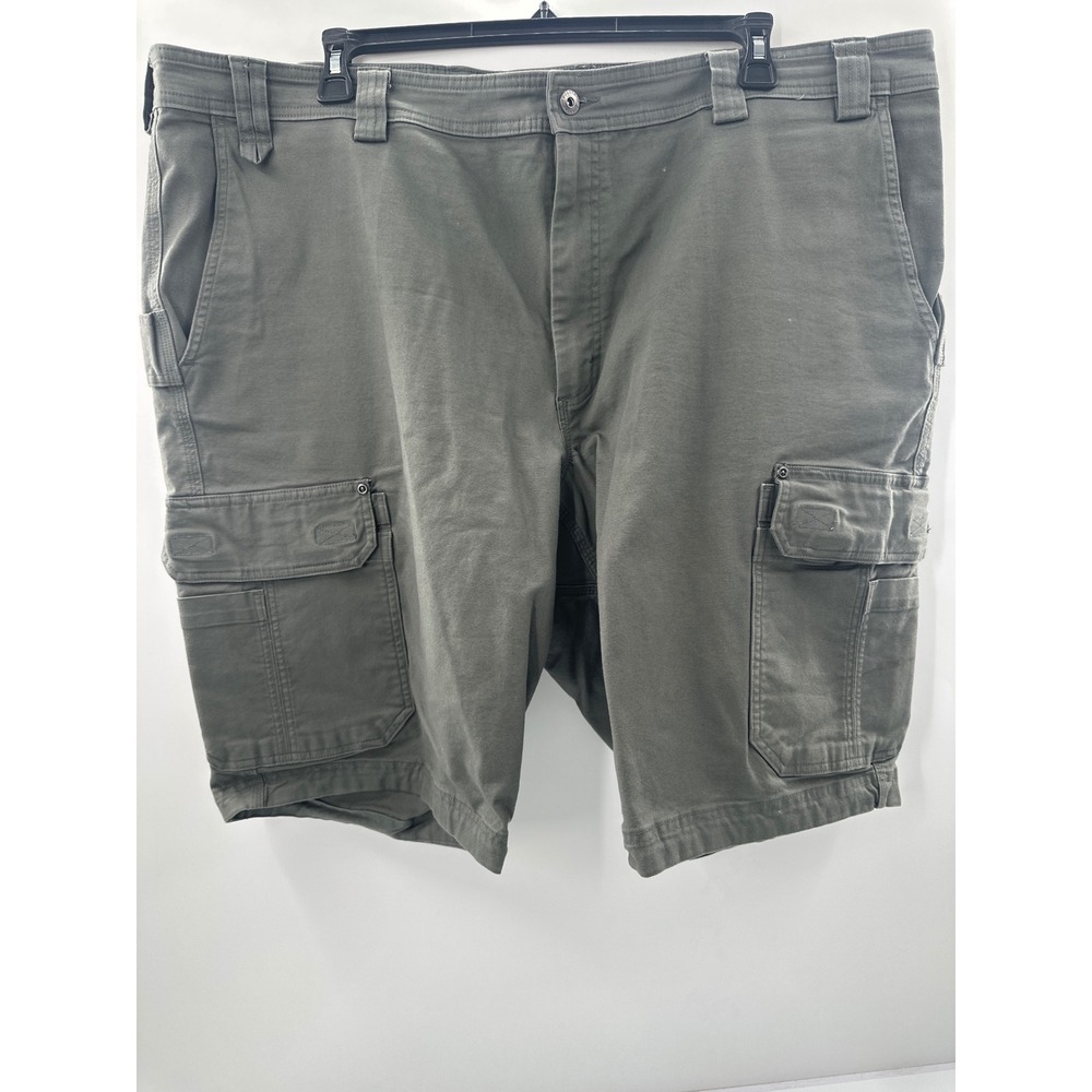 Duluth Trading Co Mens 46 Relaxed Fit Cargo Shorts Olive Green Hiking Stretch